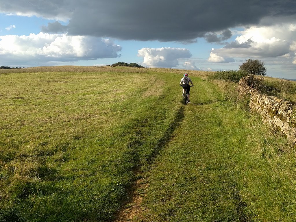 cycling along a bridleway on Bredon hill