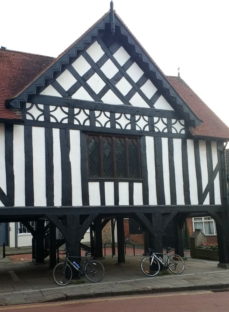 bikes leaning against Newent market hall