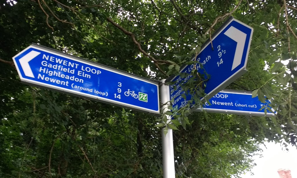 signposts half way round the Newent Loop