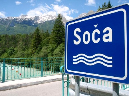 River Soca signpost