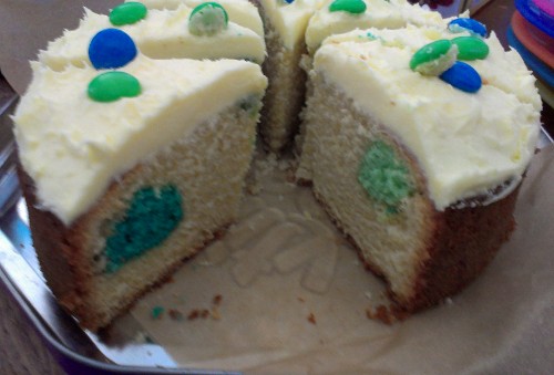 the inside of the spotty cake