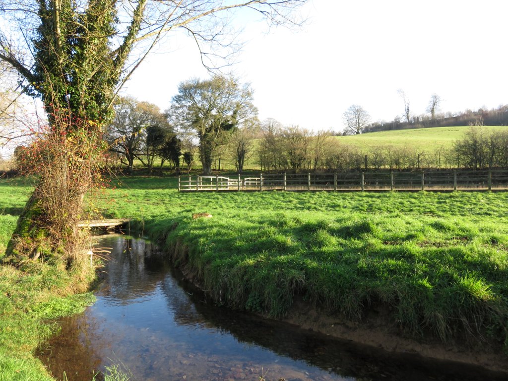 fields and stream near Avening